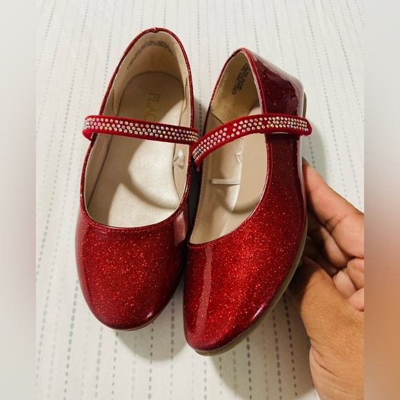 Girls Glitter Ballet Flats - Red size Y-12 - Picture 5 of 5